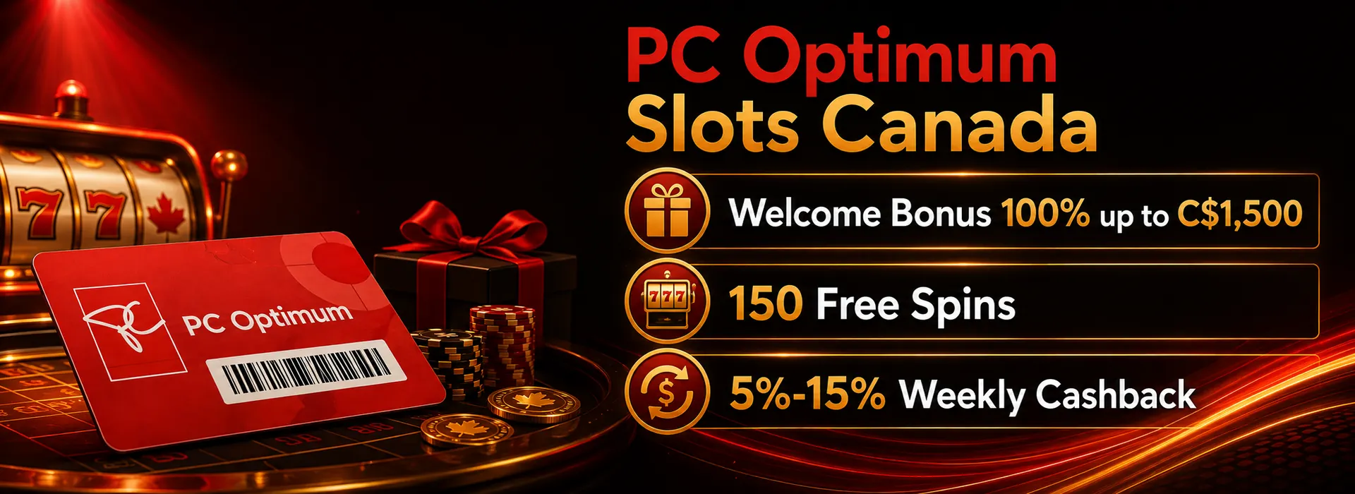 Welcome match up to C$1,500 plus 150 free spins at PC Optimum Slots Canada